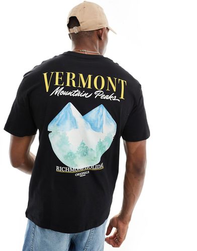 T-shirt vestibilità comoda nera con stampa Vermont sul retro - Jack & Jones - Modalova