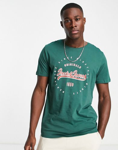 T-shirt verde con logo - Jack & Jones - Modalova