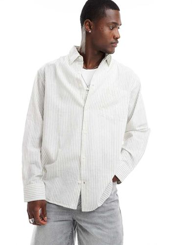 Camicia a maniche lunghe super oversize sporco a righe in lino - Jack & Jones - Modalova