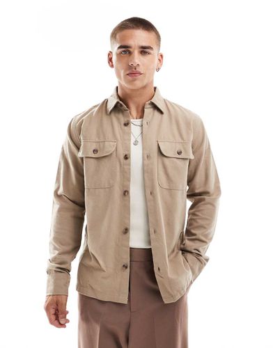 Camicia giacca beige in flanella - Jack & Jones - Modalova