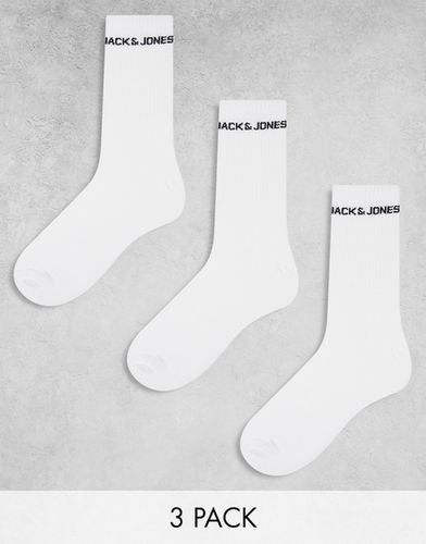 Confezione da 3 calzini da tennis bianchi con logo - Jack & Jones - Modalova