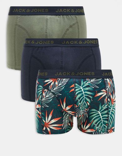 Confezione da 3 paia di boxer aderenti con stampa di palme - Jack & Jones - Modalova