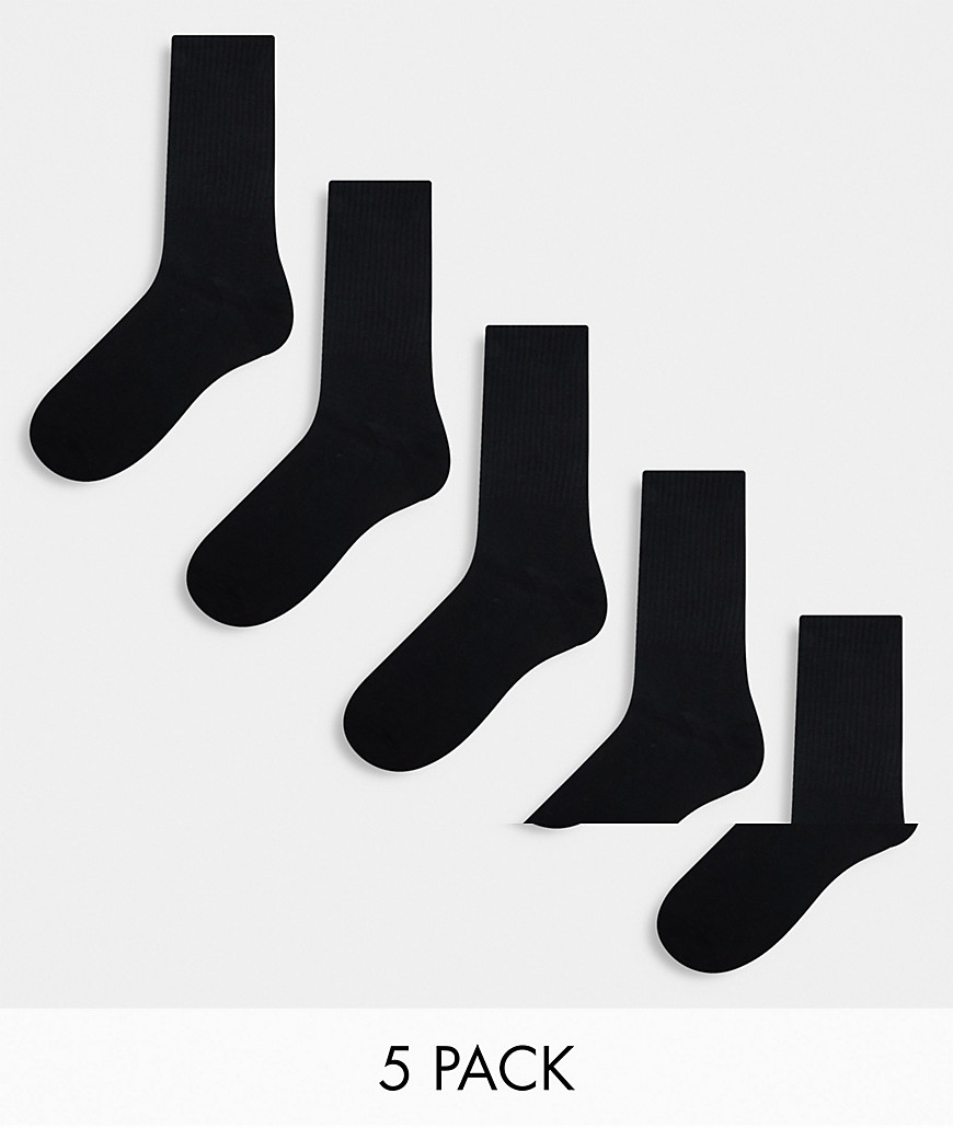 Confezione da 5 paia di calzini da tennis neri - Jack & Jones - Modalova