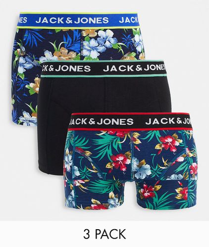 Confezione di 3 paia di boxer aderenti a fiori - Jack & Jones - Modalova