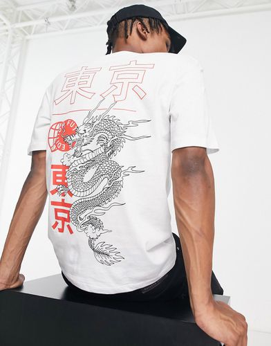Core - T-shirt oversize bianca con stampa di dragone - Jack & Jones - Modalova