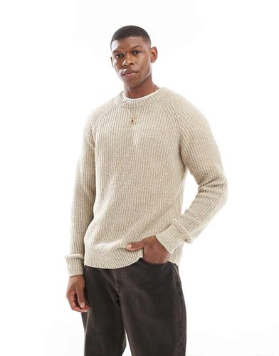 Maglione girocollo beige a coste - Jack & Jones - Modalova