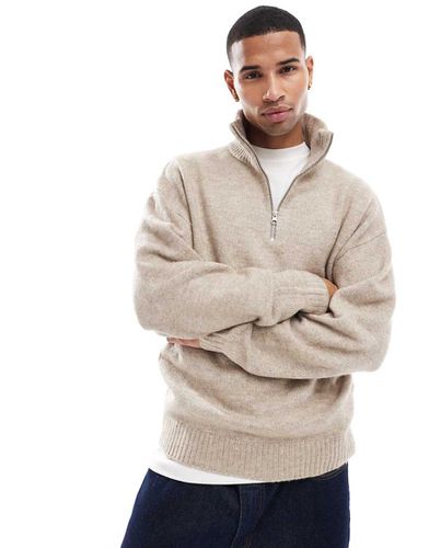 Maglione oversize beige soffice con zip corta - Jack & Jones - Modalova