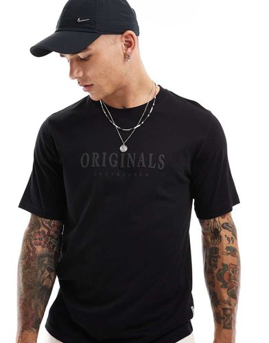 Originals - T-shirt nera con stampa 3D del logo - Jack & Jones - Modalova