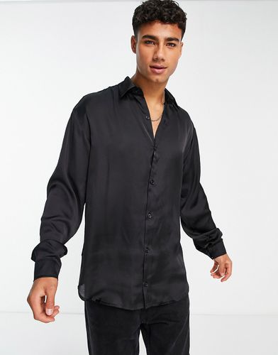 Premium - Camicia in raso nera a maniche lunghe - Jack & Jones - Modalova