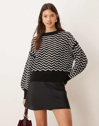 Maglione e bianco con righe a zig-zag - JDY - Modalova