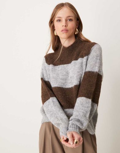 Maglione accollato marrone e a righe - JDY - Modalova