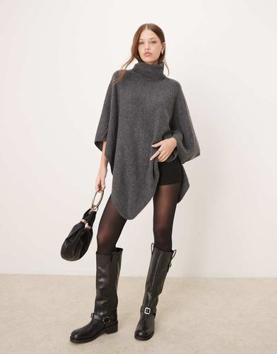 Poncho dolcevita in maglia scuro mélange - JDY - Modalova