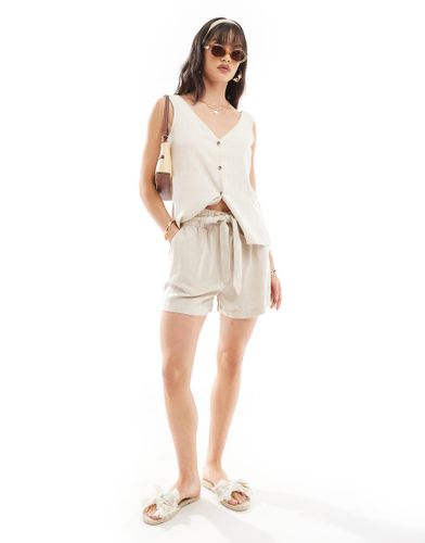 Short d'ensemble noué à la taille en lin - Taupe - Jdy - Modalova