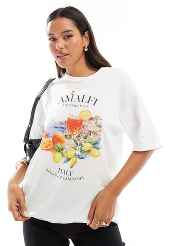 T-shirt oversize bianca con stampa "Amalfi" sul petto - JJXX - Modalova