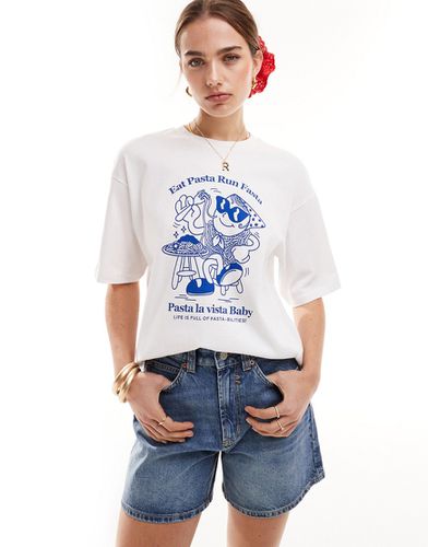 T-shirt bianca con stampa "Pasta" sul petto - JJXX - Modalova