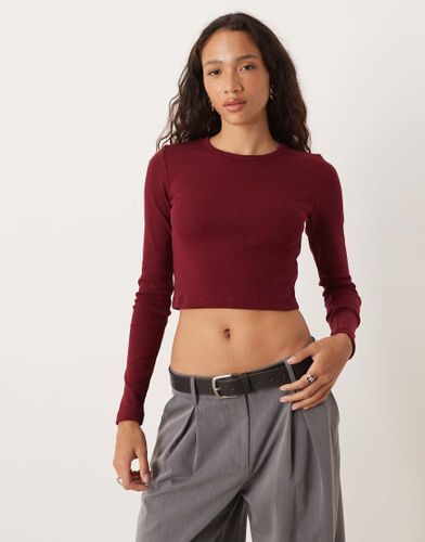 Feline - T-shirt côtelé à manches longues - Bordeaux - Jjxx - Modalova