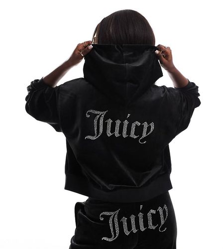 Felpa nera vestibilità comoda in velour con cappuccio e zip - In esclusiva per ASOS - Juicy Couture - Modalova