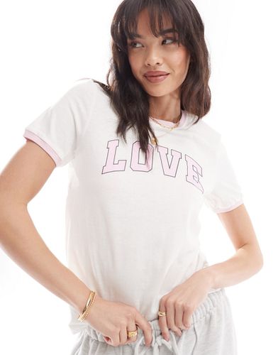 T-shirt squadrata bianca con stampa "Love" - ONLY - Modalova