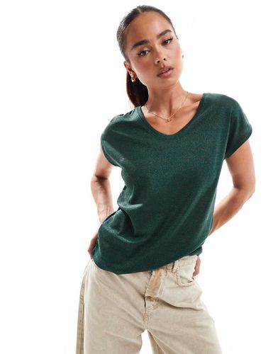 T-shirt metallizzato con scollo a V - ONLY - Modalova