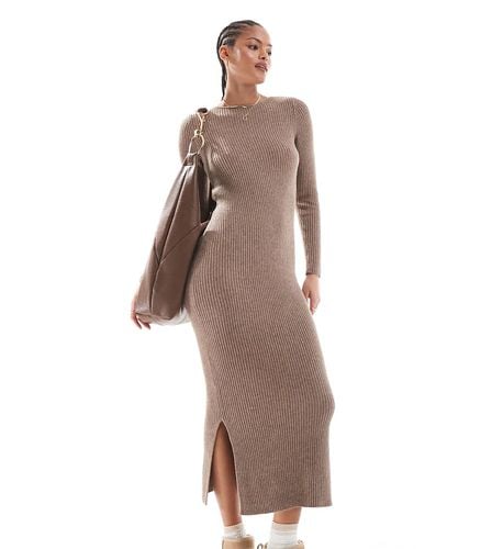 Vestito lungo beige a coste con scollo a barchetta - ONLY Tall - Modalova