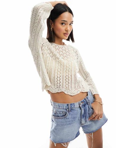 Top crocheté à manches amples - Beige - Only - Modalova