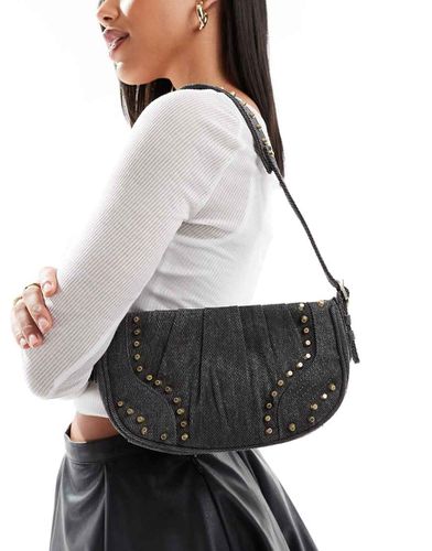 Borsa a mano in denim slavato con borchie - ONLY - Modalova