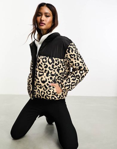 Giacca imbottita color block nera e leopardata - ONLY - Modalova