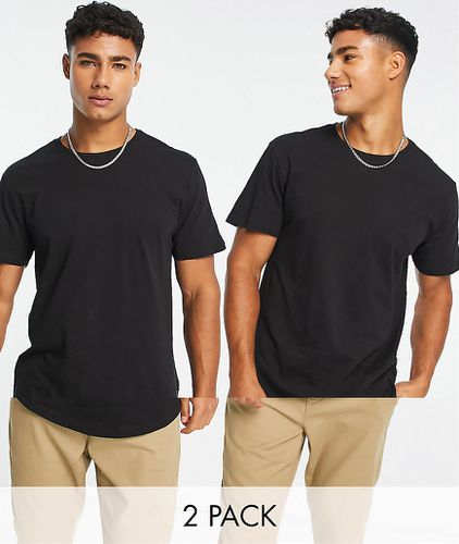 Confezione da 2 T-shirt lunghe nere con fondo arrotondato - ONLY & SONS - Modalova