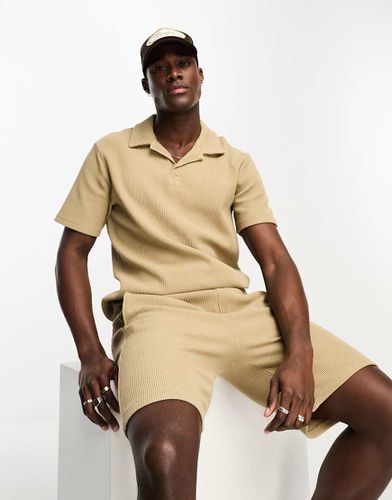 Polo oversize beige a coste in coordinato - ONLY & SONS - Modalova