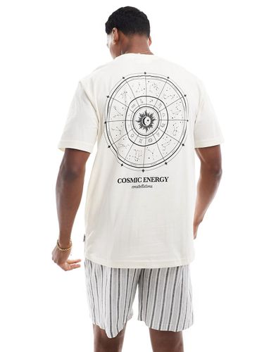 T-shirt comoda crema con stampa "Cosmic Energy" - ONLY & SONS - Modalova