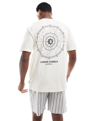 T-shirt comoda crema con stampa "Cosmic Energy" - ONLY & SONS - Modalova