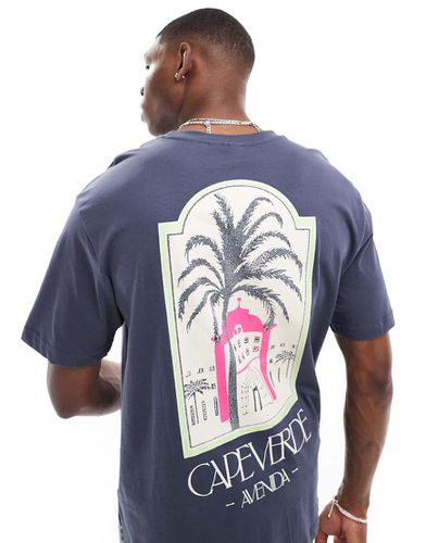 T-shirt oversize con stampa di palma sul retro - ONLY & SONS - Modalova