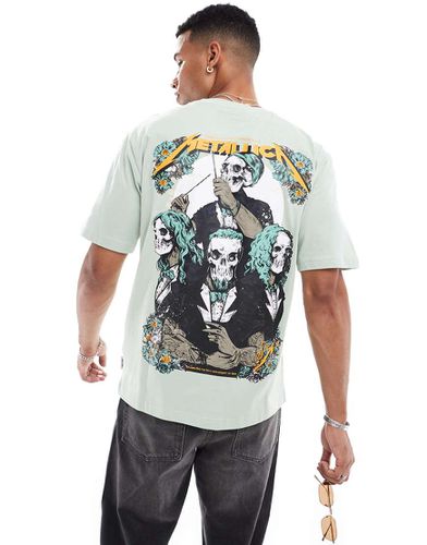 T-shirt oversize salvia con stampa Metallica sul retro - ONLY & SONS - Modalova