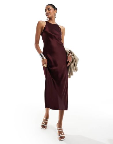 Vestito midi taglio sbieco in raso color bordeaux - Other Stories - Modalova