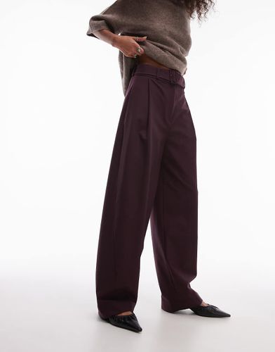 Pantaloni sartoriali in misto lana bordeaux con gambe a cilindro - Other Stories - Modalova