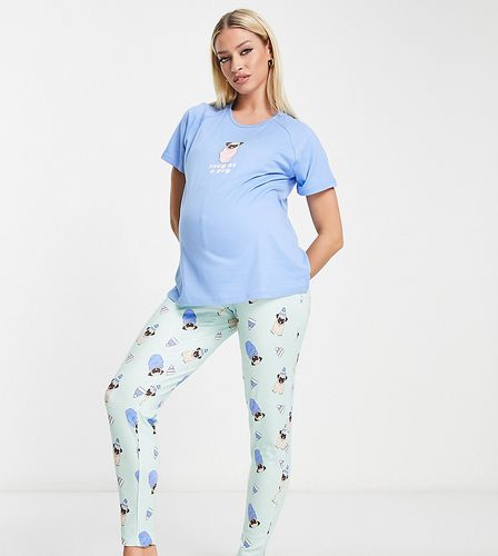 Maternity - Completo pigiama lungo color menta e con scritta "snug pug" - Loungeable - Modalova