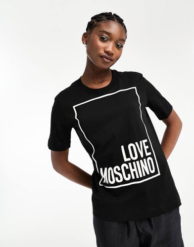 T-shirt nera con logo riquadrato - Love Moschino - Modalova