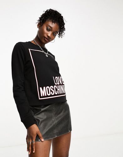 Felpa nera con riquadro con logo - Love Moschino - Modalova