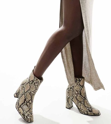 London Rebel - Maddie - Bottines pointure large à talon carré - Serpent - London Rebel Wide Fit - Modalova