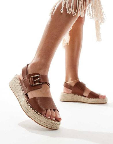 Sandali espadrilles color cuoio flatform - London Rebel - Modalova