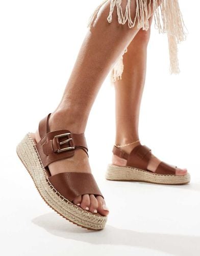 Sandali espadrilles color cuoio flatform - London Rebel - Modalova