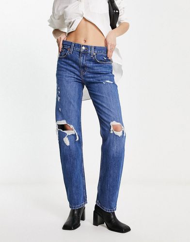 Mom jeans a vita bassa effetto invecchiato lavaggio blu scuro - Levi's - Modalova