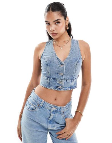 Mona - Crop top a corsetto in denim medio - Levi's - Modalova