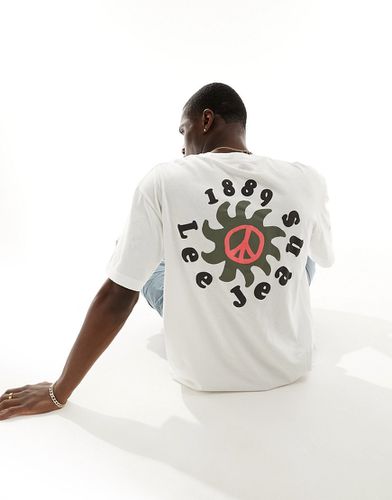 T-shirt ampia écru con stampa a tema pace e logo - Lee - Modalova
