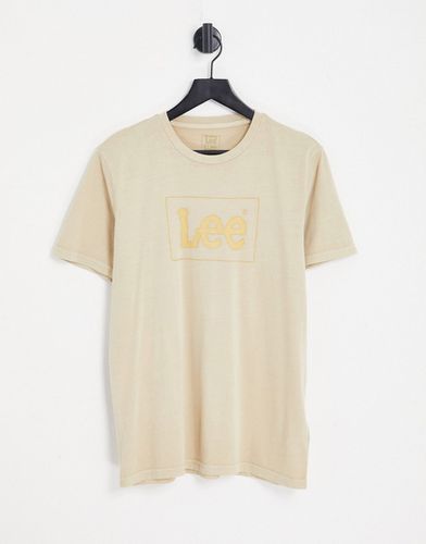T-shirt beige slavato con logo in riquadro effetto dévoré - Lee - Modalova