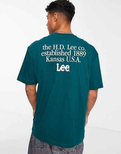 T-shirt scuro ampia con logo squadrato centrale - Lee - Modalova