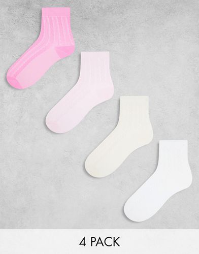 Confezione da 4 paia di calzini a trecce alla caviglia di vari colori - Lindex - Modalova