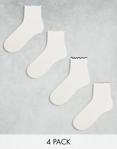 Confezione da 4 paia di calzini con bordo ondulato a contrasto - Lindex - Modalova