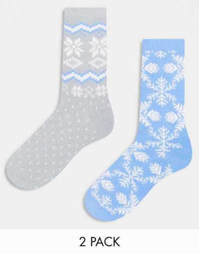 Confezione di 2 paia di calzini blu e grigi con motivo Fair Isle - Lindex - Modalova