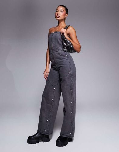 Tuta jumpsuit a fascia multitasche lavaggio con dettagli - Liquor N Poker - Modalova